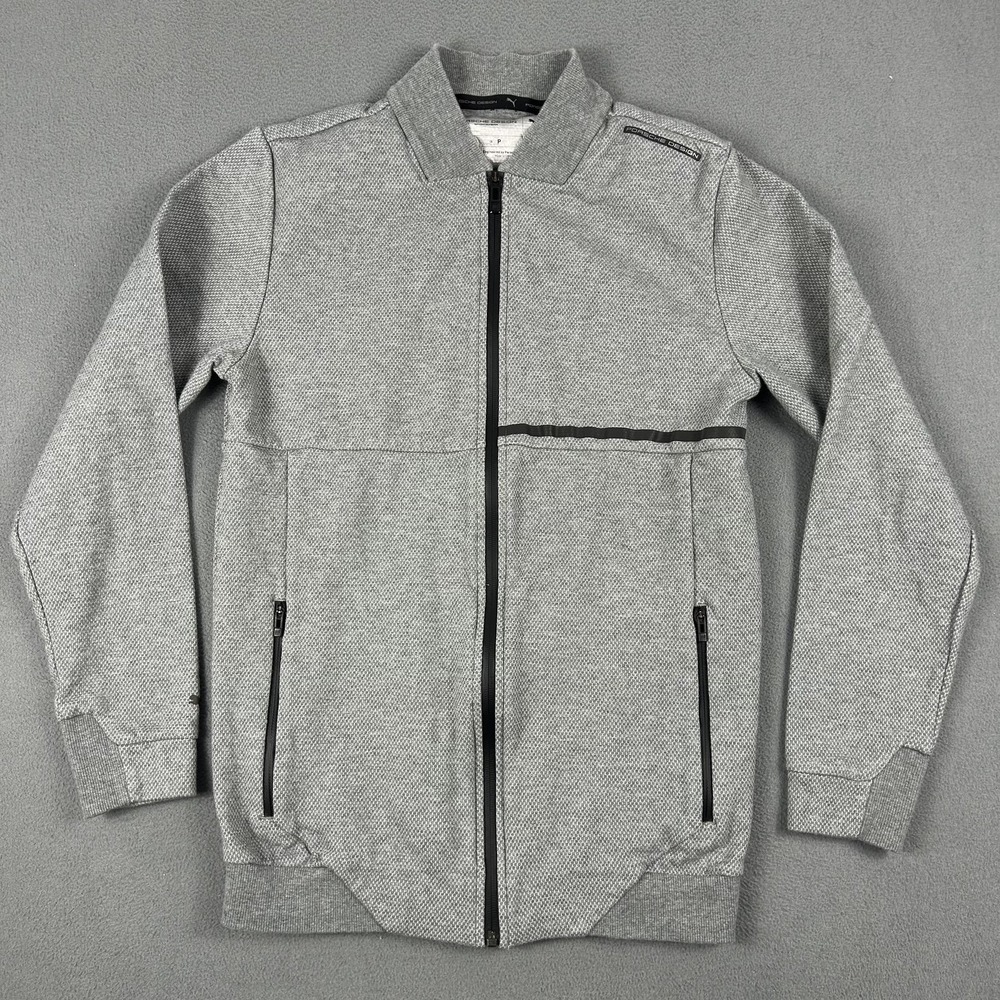 Porsche Design x Puma Jacket Mens Small Gray Bomber Full Zip Pockets Athletic